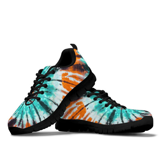 Teal Orange Tie Dye Sneakers