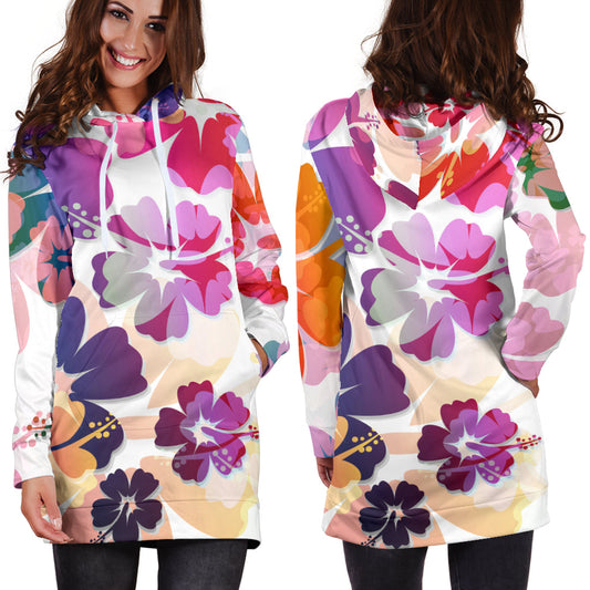 Colorful Aloha Flowers Womens Hoodie Dress