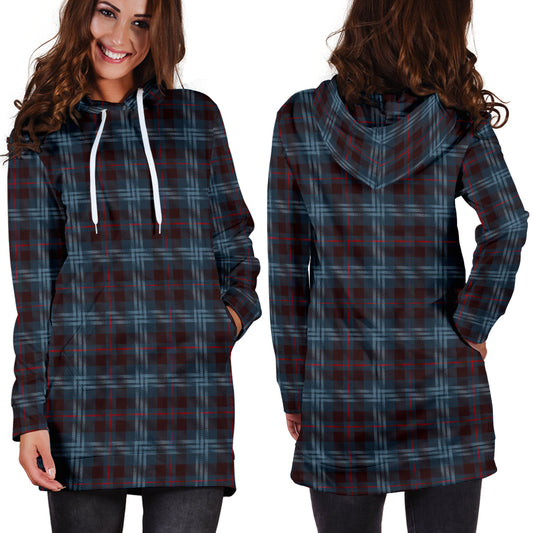 Blue Plaid Womens Hoodie Dress