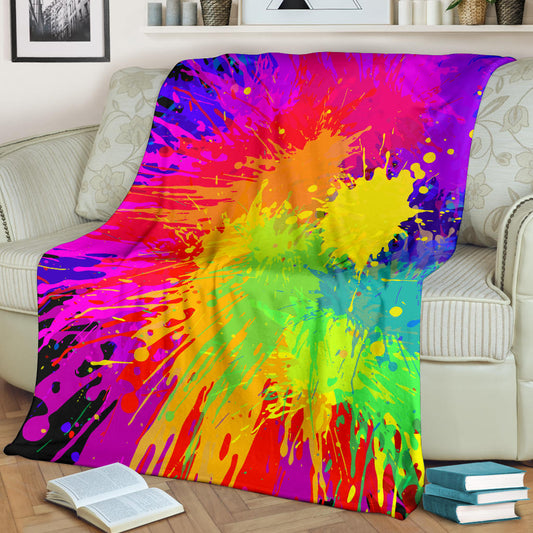 Colorful Paint Splatter Abstract Art Blanket