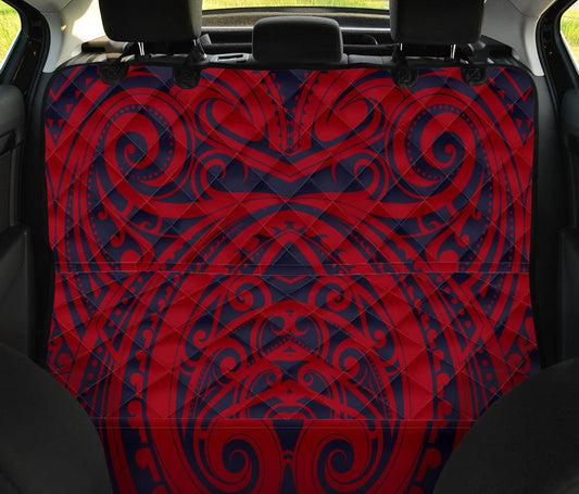 Red Tribal Polynesian Car Back Seat Pet Cover
