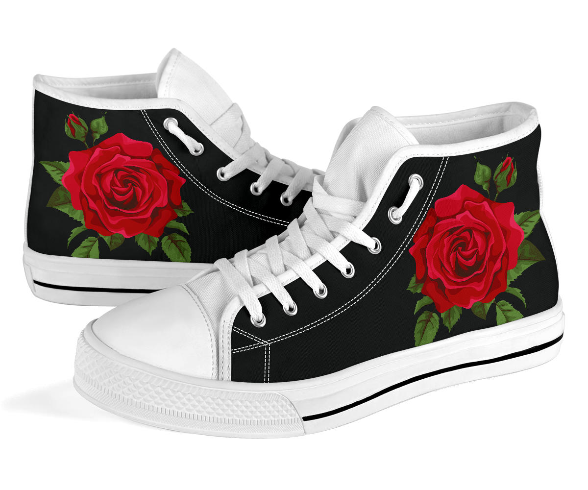 Red Rose Shoes White Sole Black