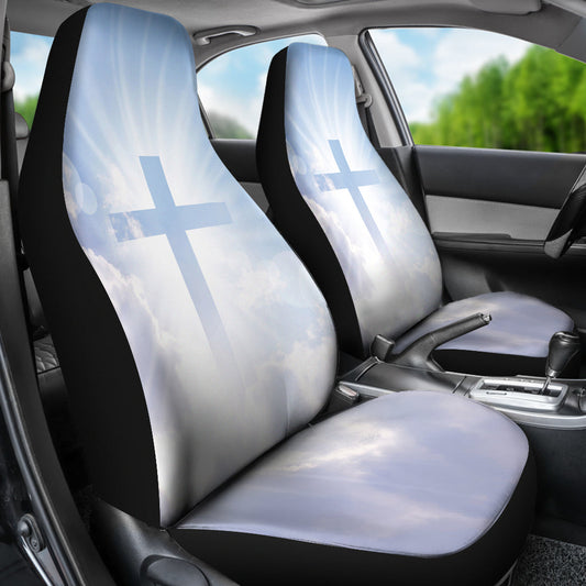 Sky Blue Cross in Clouds Car Seat Covers