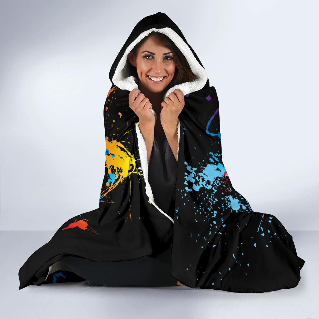 Colorful Paint Splash Abstract Art Hooded Blanket