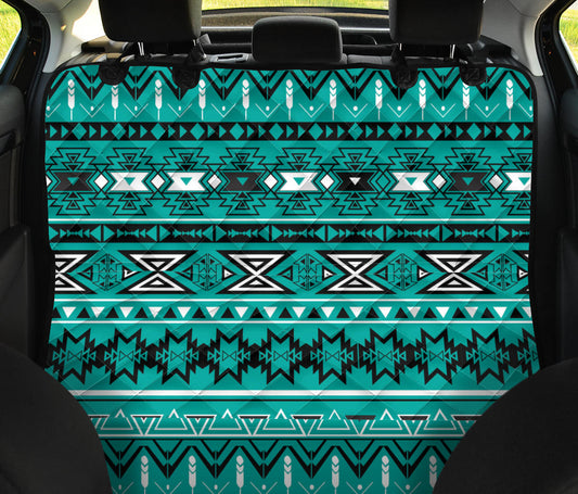 Teal Green Ethnic Car Back Seat Pet Cover