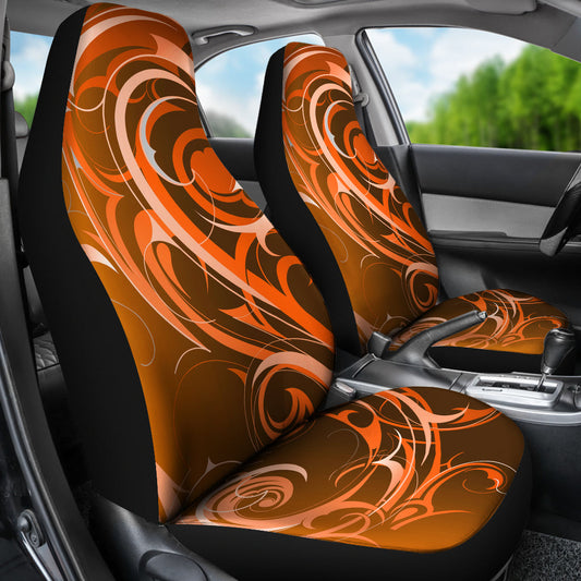 Orange Tribal Swirls Car Seat Covers