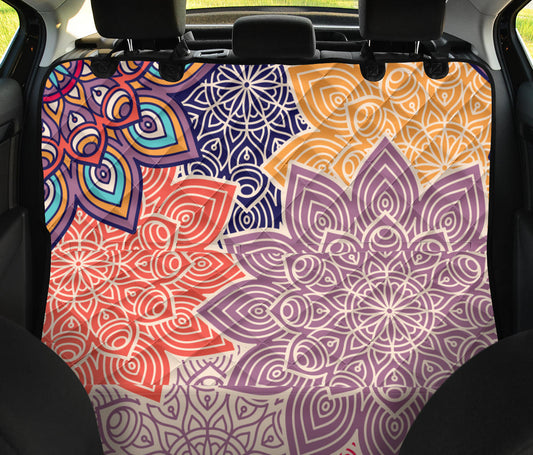 Colorful Floral Mandalas Car Back Seat Pet Cover