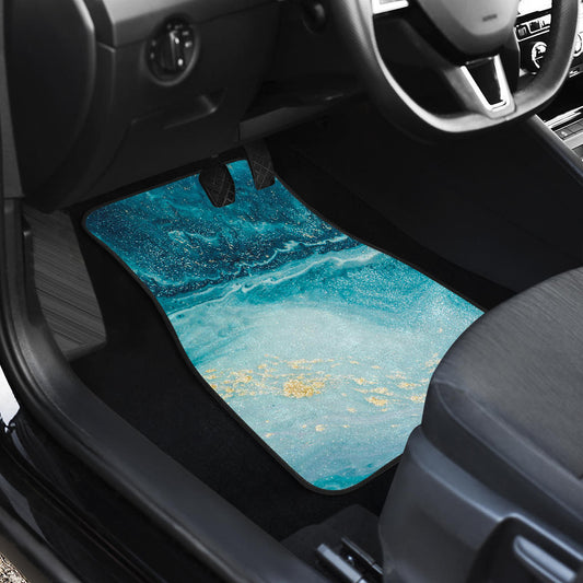 Teal Green Liquid Marble Print Car Floor Mats