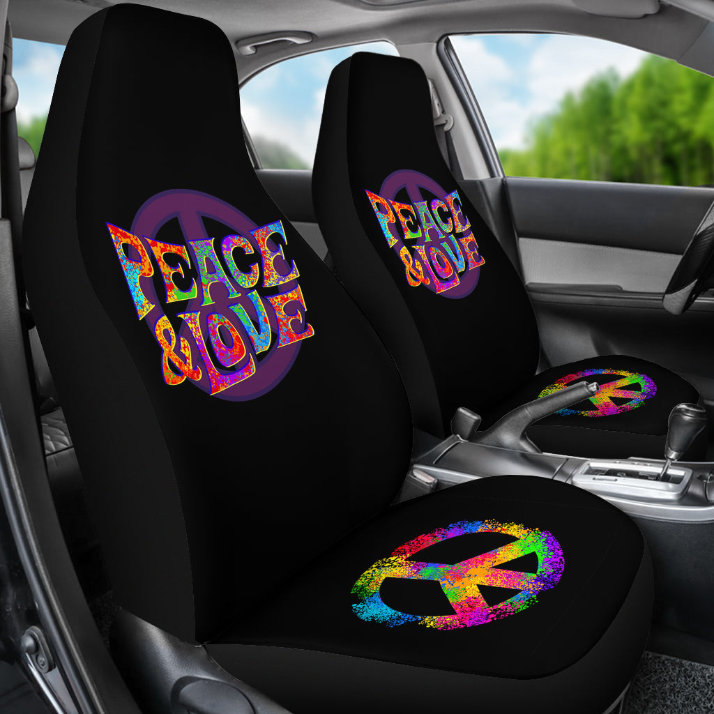 Colorful Peace & Love Car Seat Covers