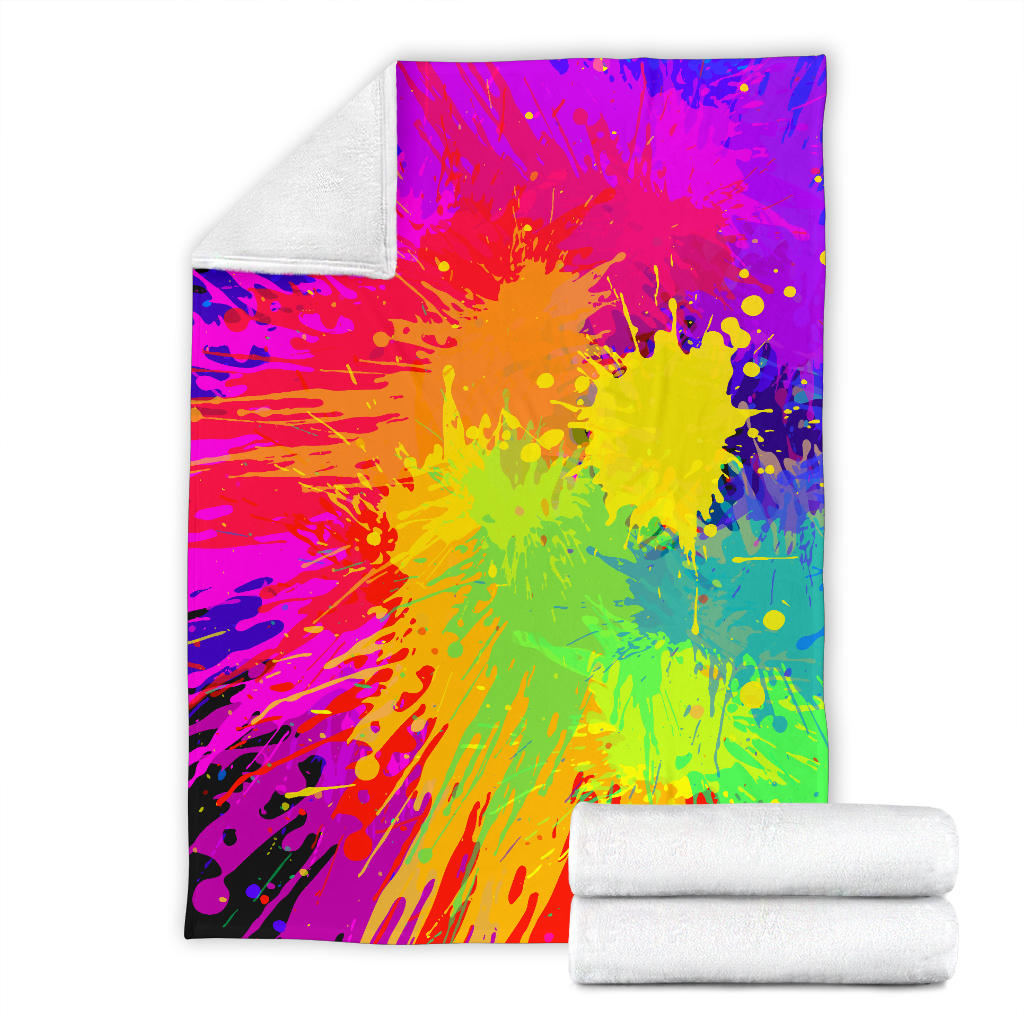 Colorful Paint Splatter Abstract Art Blanket