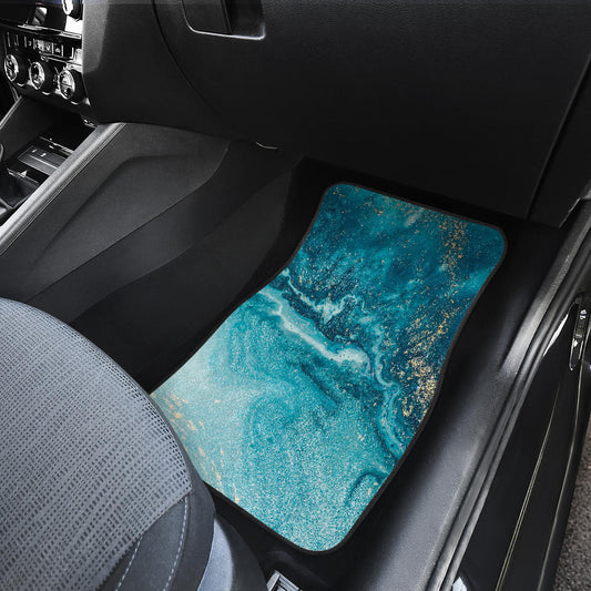 Teal Green Liquid Marble Print Car Floor Mats