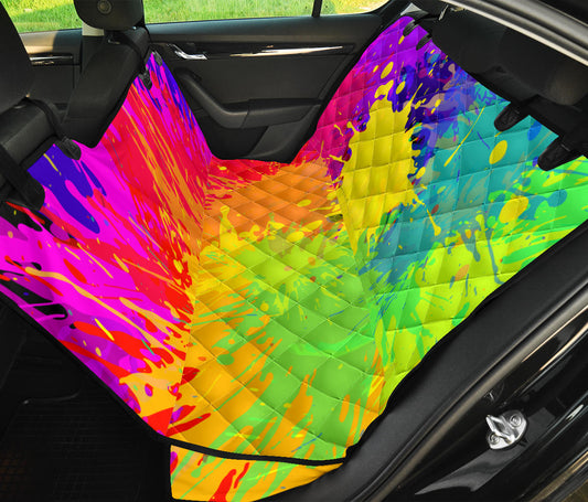 Colorful Paint Splatter Abstract Art Car Back Seat Pet Cover