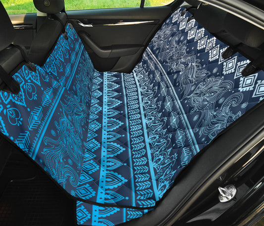 Blue Boho Chic Bohemian Car Back Seat Pet Cover