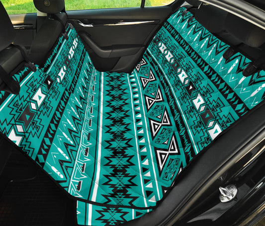 Teal Green Ethnic Car Back Seat Pet Cover