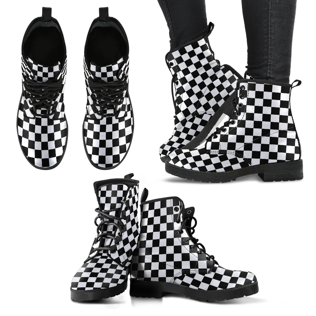 Best Checker Boots Fashion Combat Boots, Vegan Leather Boots, Custom Shoes, Custom Boots, Cool Shoes