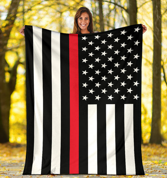 American USA Flag Red Stripe Firefighter Blanket