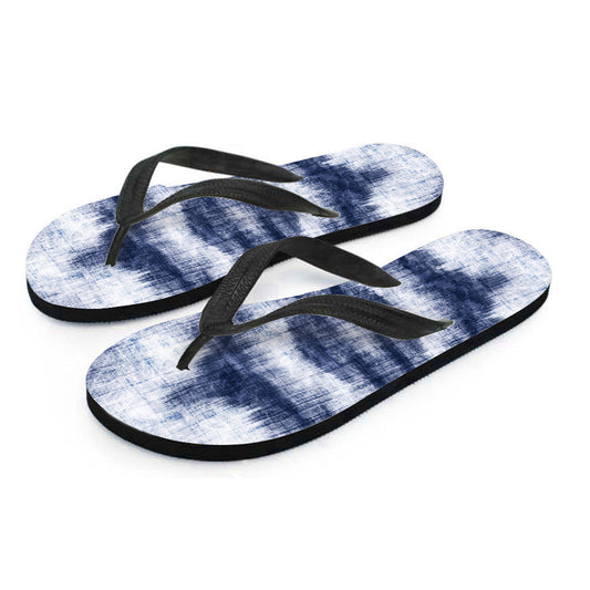 Denim Blue Abstract Flip Flops