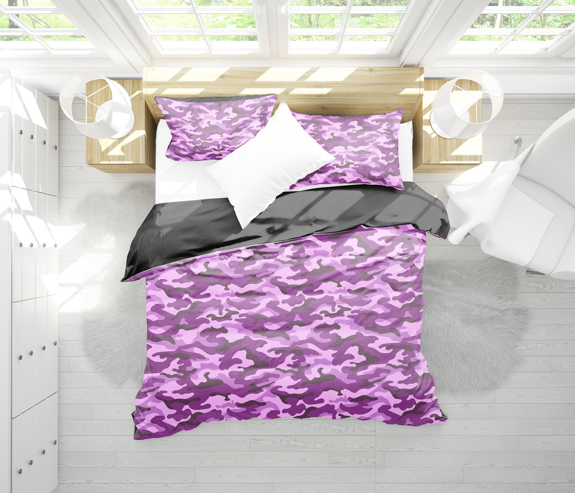 Purple Camouflage Bedding Set
