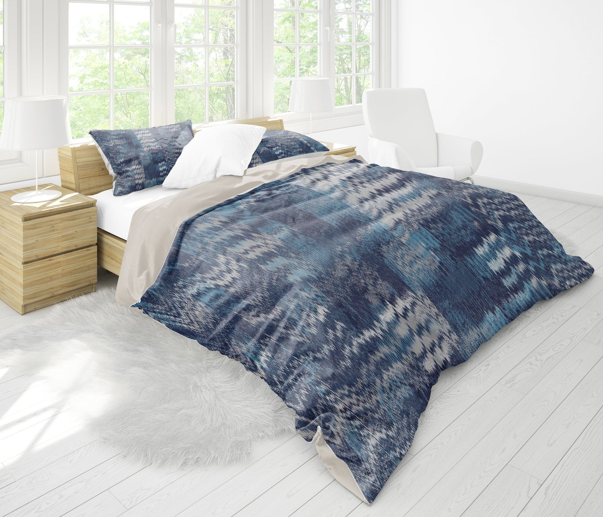 Blue Distorted Abstract Bedding Set