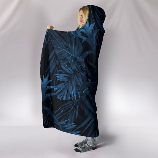 Dark Leaves Hooded Blanket