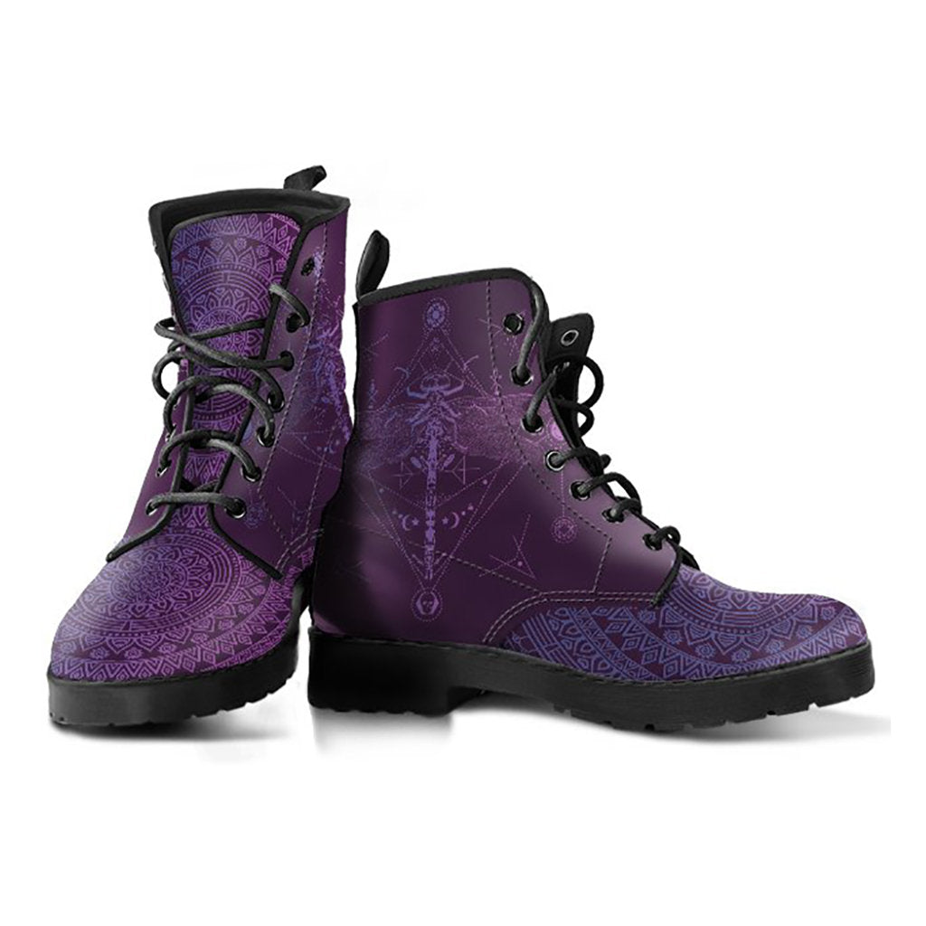 Purple Spiritual Dragonfly Mandala Womens Boots