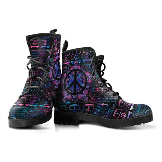 Peace Sign Hippie Van Womens Boots