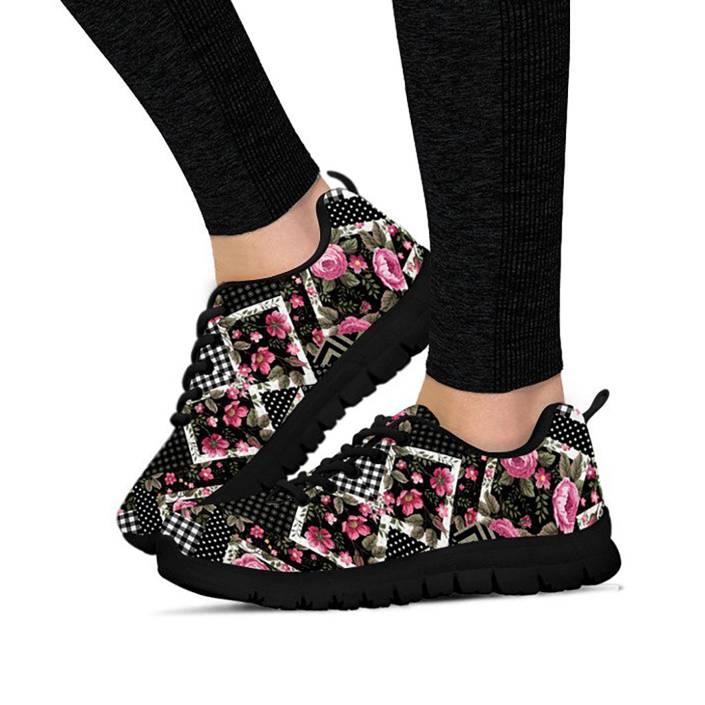 Pink Floral Patchwork Sneakers