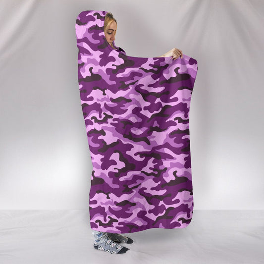 Purple Camouflage Hooded Blanket