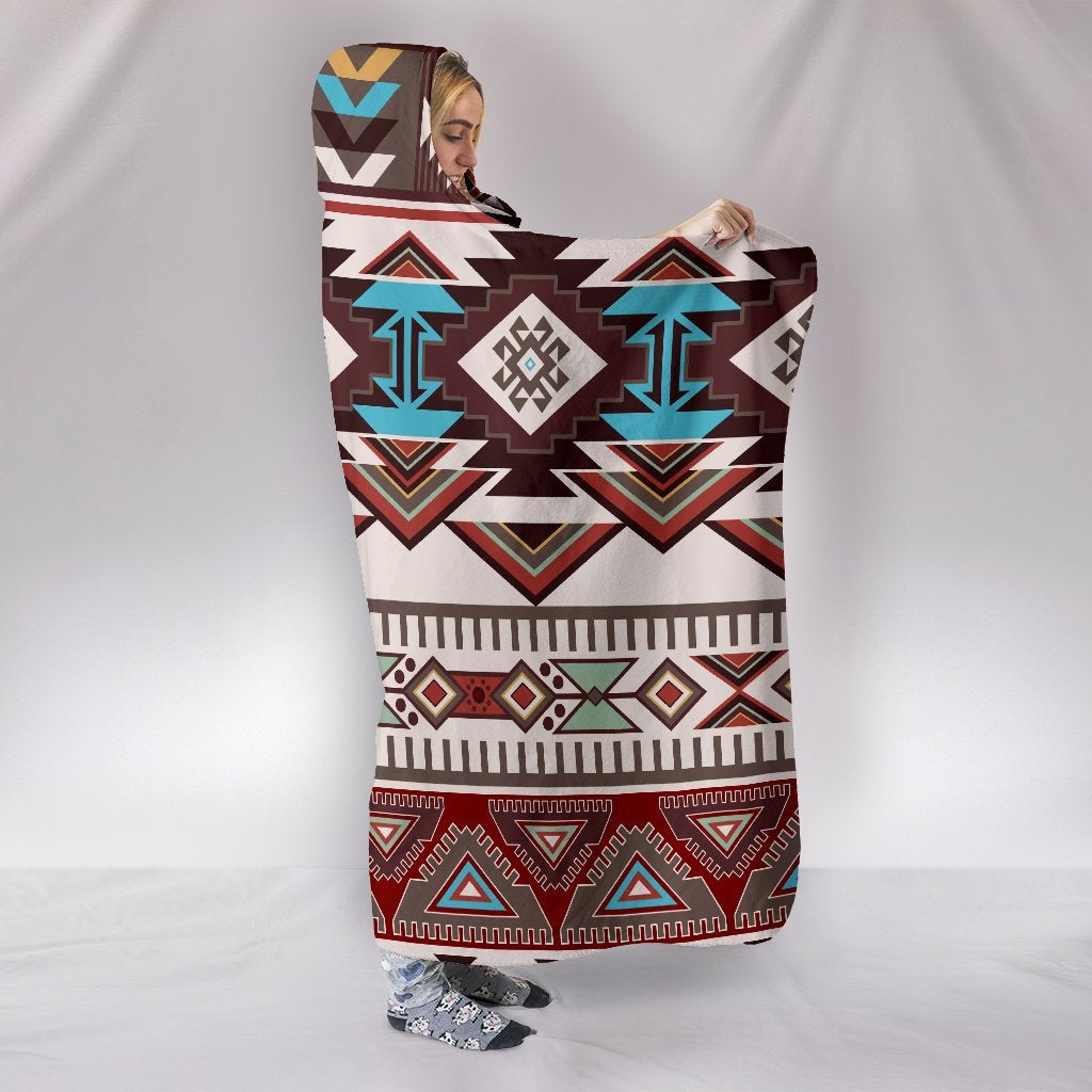 Brown Boho Aztec Hooded Blanket