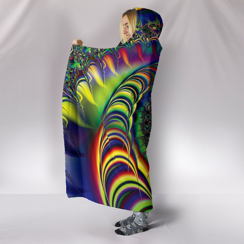 Colorful Psychedelic Spiral Hooded Blanket