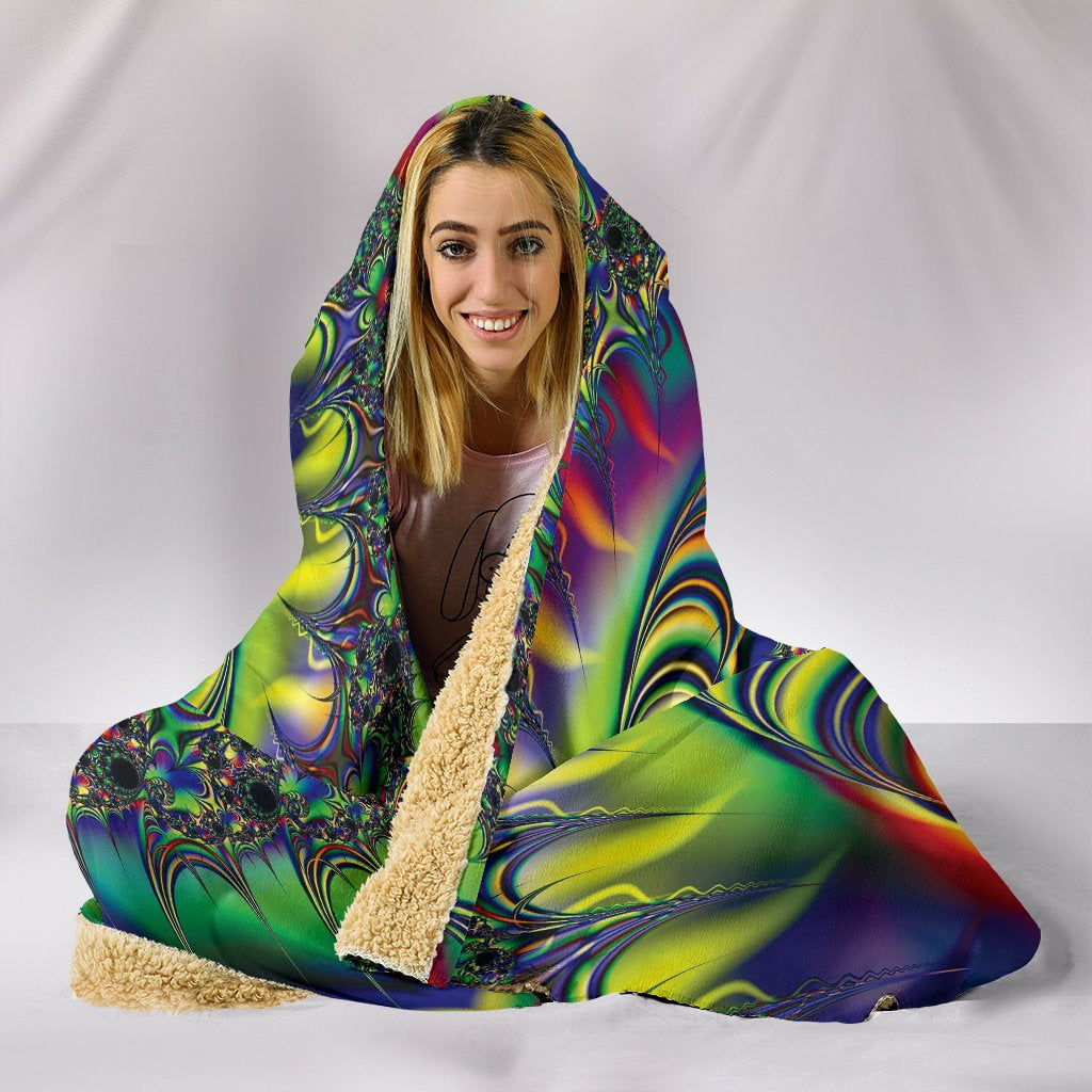 Colorful Psychedelic Spiral Hooded Blanket