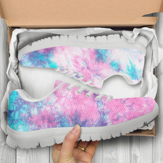 Blue & Pink Cotton Candy Tie Dye Print Sneakers