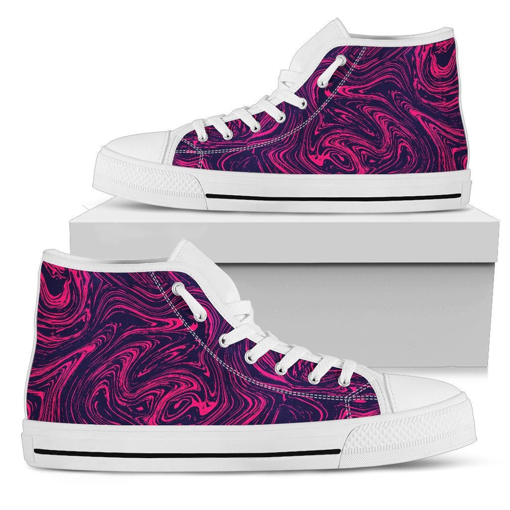 Pink Abstract Swirls High Top Shoes