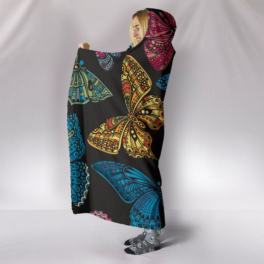 Colorful Butterflies Hooded Blanket