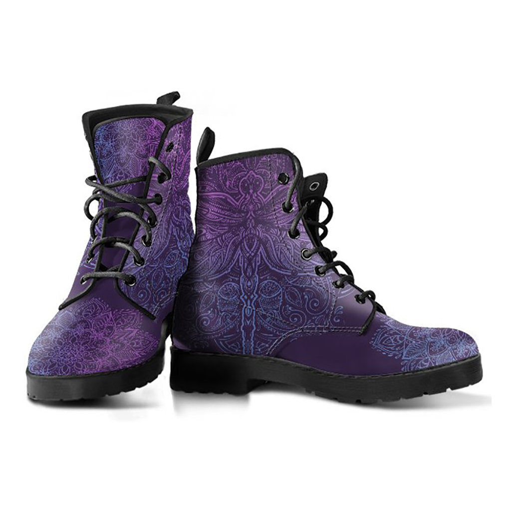 Purple Dragonfly Mandala Womens Boots