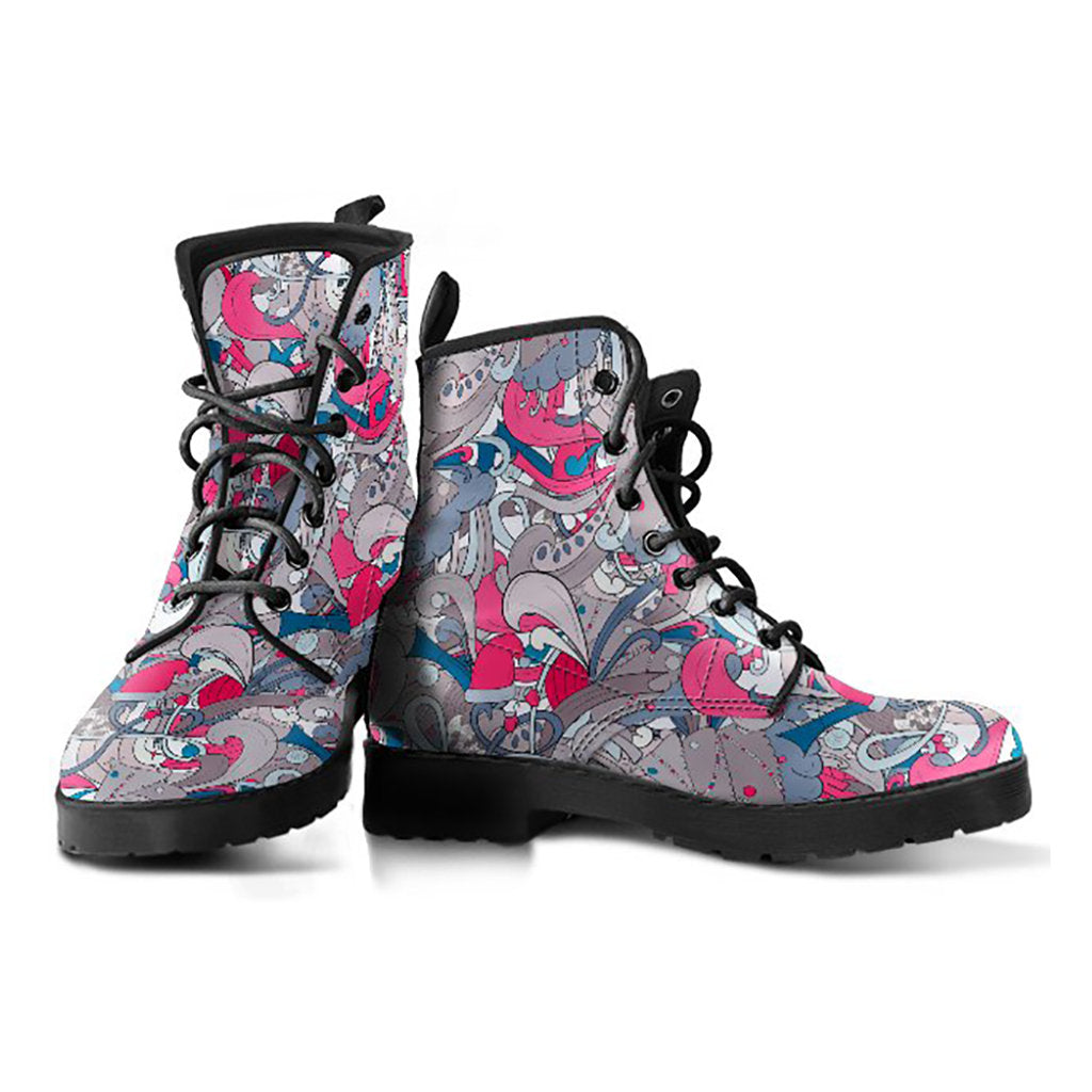Pink Funky Abstract Womens Boots
