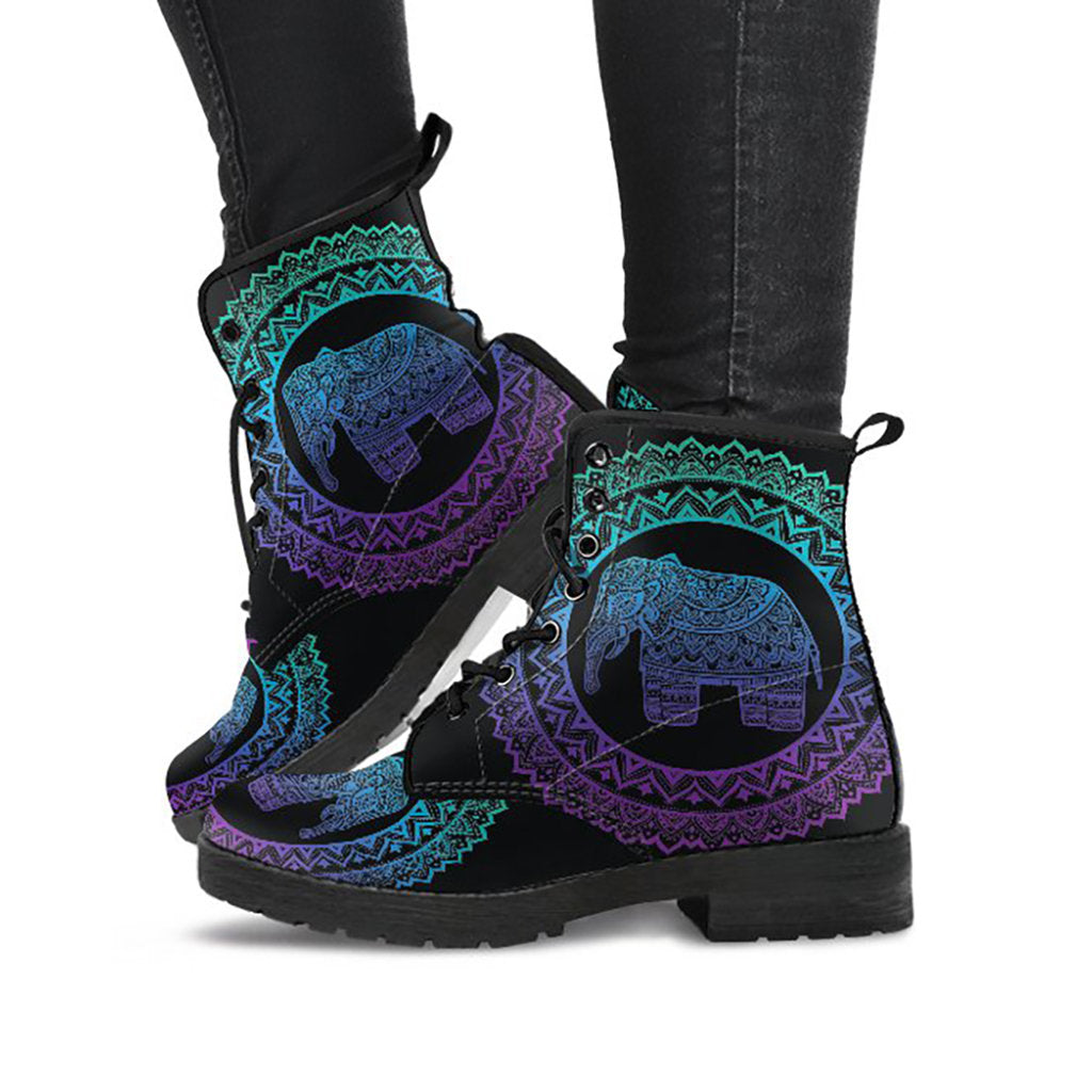Purple Elephant Mandala Womens Boots