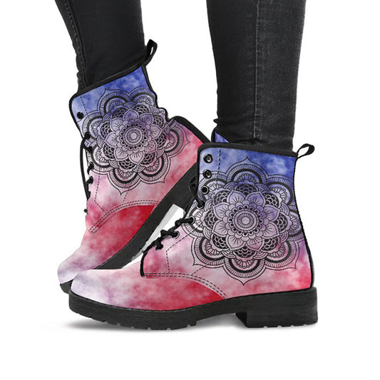 Pink Tie Dye Mandala Womens Boots