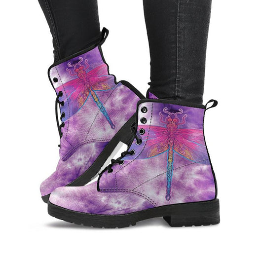Pink Tie Dye Grunge Dragonfly Womens Boots