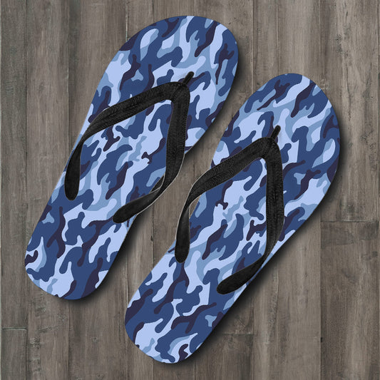 Blue Camouflage Flip Flops