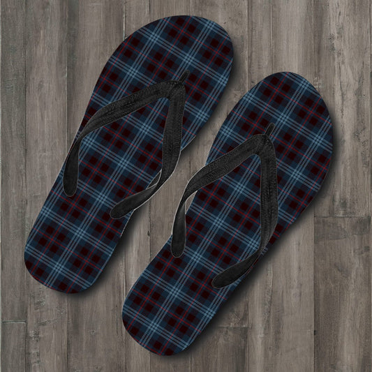 Blue Plaid Flip Flops