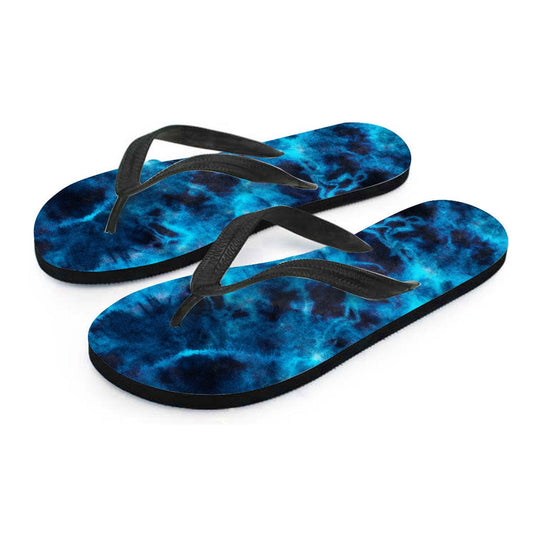 Blue Tie Dye Grunge Flip Flops