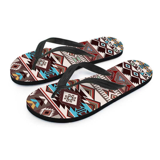 Brown Boho Aztec Flip Flops