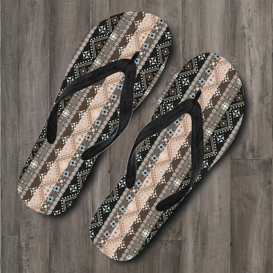 Brown Boho Ethnic Flip Flops