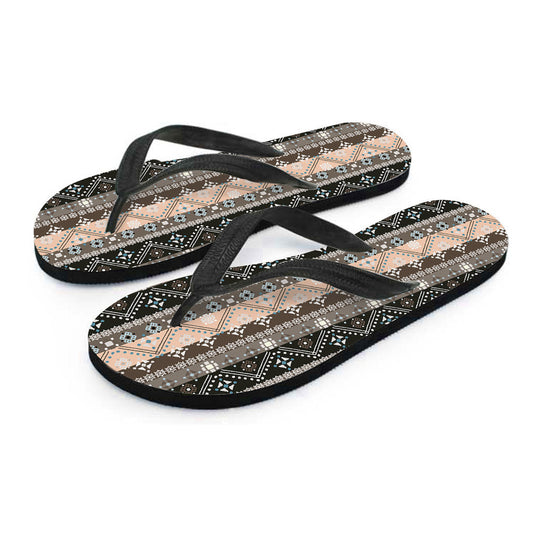 Brown Boho Ethnic Flip Flops