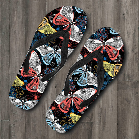 Colorful Butterflies Decor Flip Flops