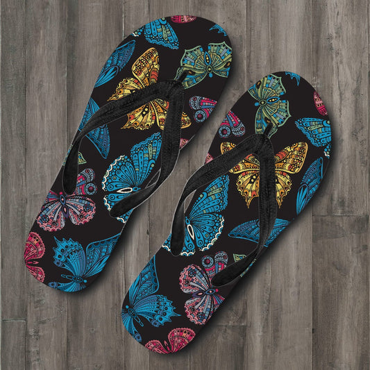 Colorful Butterflies Flip Flops