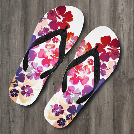 Colorful Aloha Flowers Flip Flops