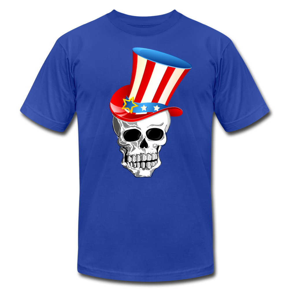 American Skull Hat T-Shirt - royal blue