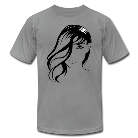 Black & White Girl Face T-Shirt - slate